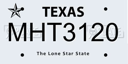 MHT3120 Texas License Plate