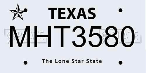 MHT3580 Texas License Plate