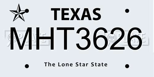 MHT3626 Texas License Plate