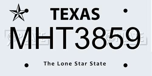 MHT3859 Texas License Plate