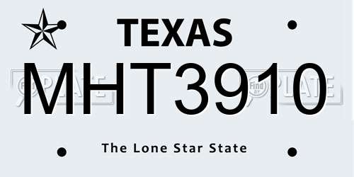 MHT3910 Texas License Plate
