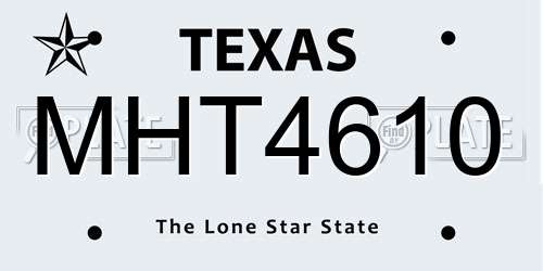 MHT4610 Texas License Plate