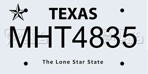MHT4835 Texas License Plate
