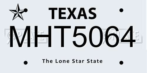 MHT5064 Texas License Plate