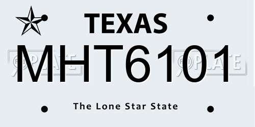 MHT6101 Texas License Plate