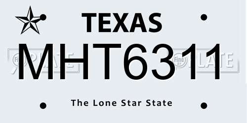 MHT6311 Texas License Plate