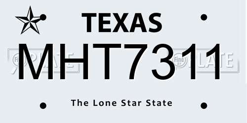MHT7311 Texas License Plate