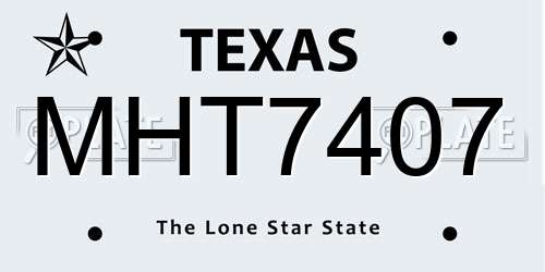 MHT7407 Texas License Plate