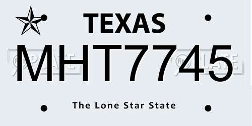 MHT7745 Texas License Plate