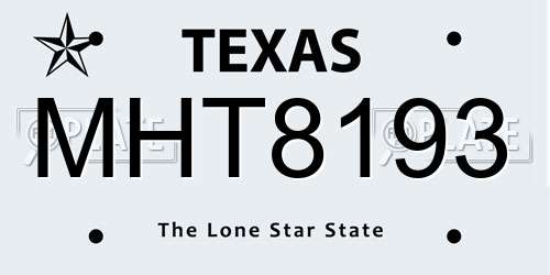 MHT8193 Texas License Plate