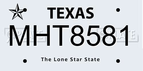 MHT8581 Texas License Plate