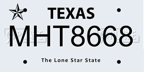 MHT8668 Texas License Plate