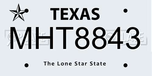 MHT8843 Texas License Plate