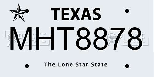 MHT8878 Texas License Plate