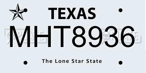 MHT8936 Texas License Plate