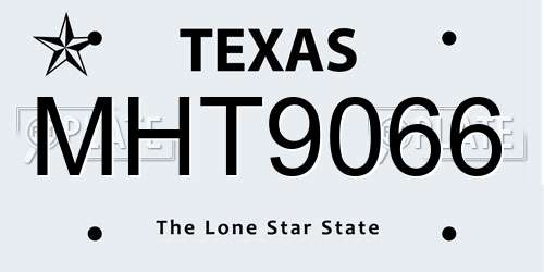 MHT9066 Texas License Plate