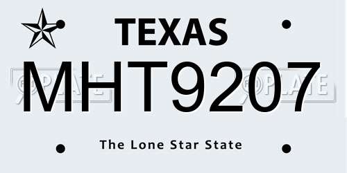 MHT9207 Texas License Plate