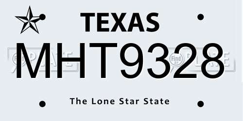 MHT9328 Texas License Plate