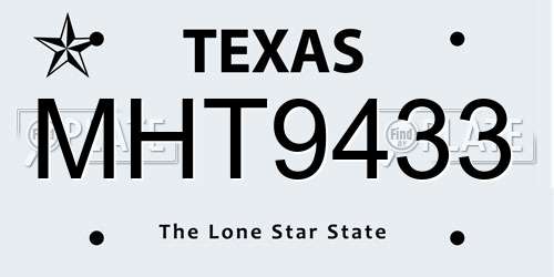 MHT9433 Texas License Plate