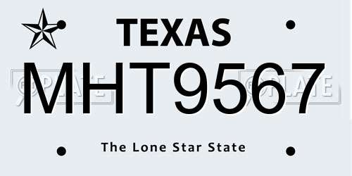 MHT9567 Texas License Plate