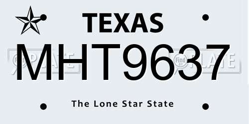 MHT9637 Texas License Plate