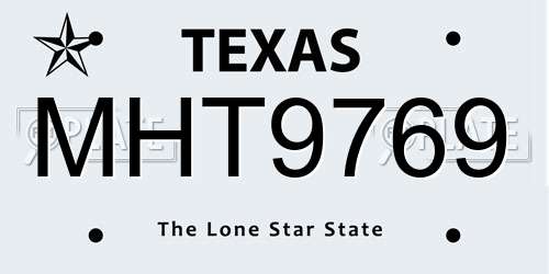 MHT9769 Texas License Plate