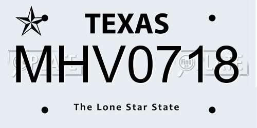 MHV0718 Texas License Plate