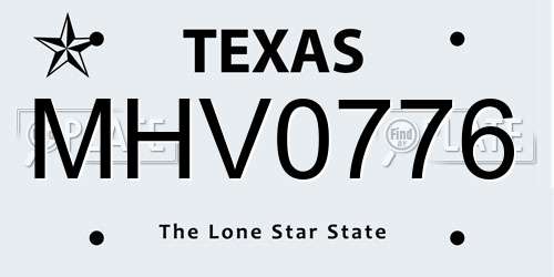 MHV0776 Texas License Plate