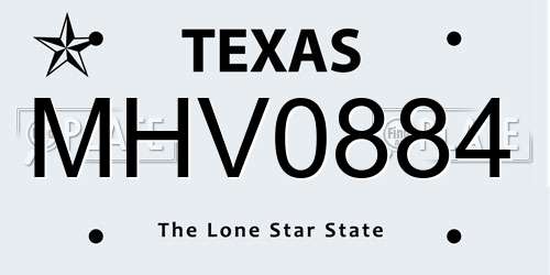 MHV0884 Texas License Plate
