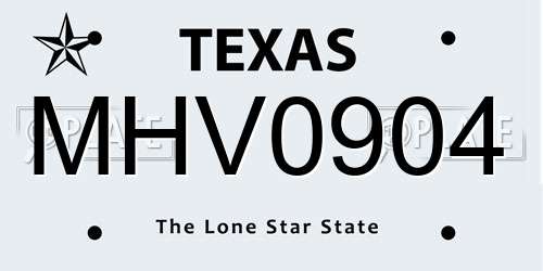 MHV0904 Texas License Plate