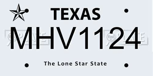 MHV1124 Texas License Plate
