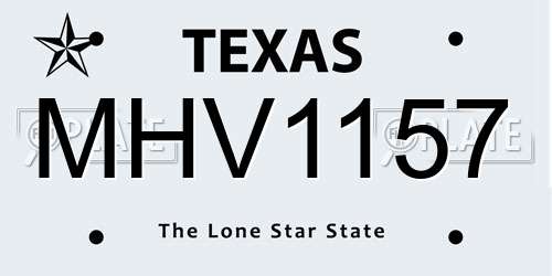 MHV1157 Texas License Plate