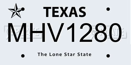 MHV1280 Texas License Plate