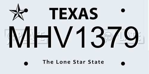 MHV1379 Texas License Plate