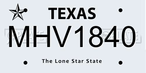 MHV1840 Texas License Plate