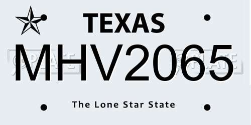 MHV2065 Texas License Plate