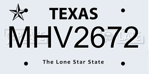 MHV2672 Texas License Plate