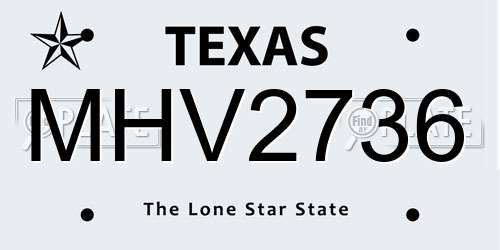 MHV2736 Texas License Plate