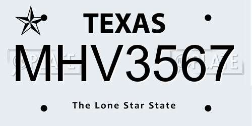 MHV3567 Texas License Plate