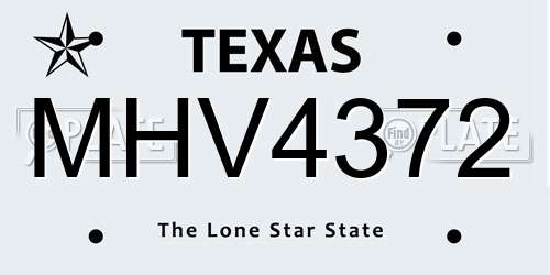 MHV4372 Texas License Plate