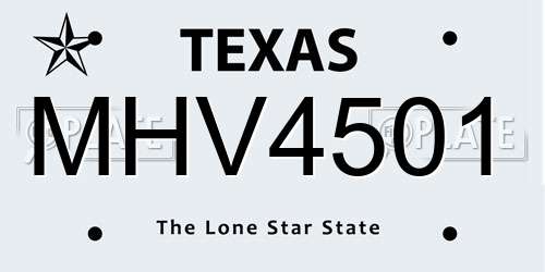 MHV4501 Texas License Plate