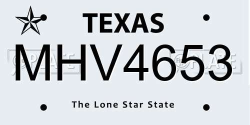MHV4653 Texas License Plate
