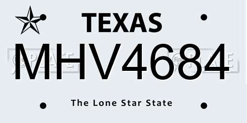 MHV4684 Texas License Plate