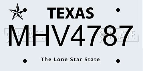 MHV4787 Texas License Plate