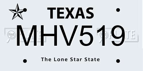 MHV519 Texas License Plate
