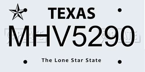 MHV5290 Texas License Plate