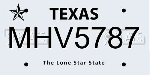 MHV5787 Texas License Plate