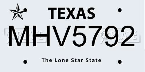 MHV5792 Texas License Plate