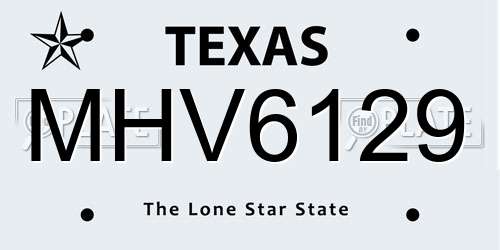 MHV6129 Texas License Plate