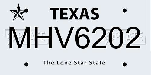 MHV6202 Texas License Plate